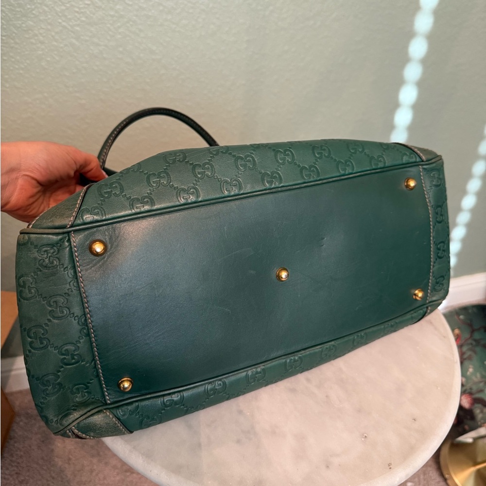 Gucci Dark Green Guccissima Leather Shoulder Bag with Gold Hardware - Picture 10 of 13
